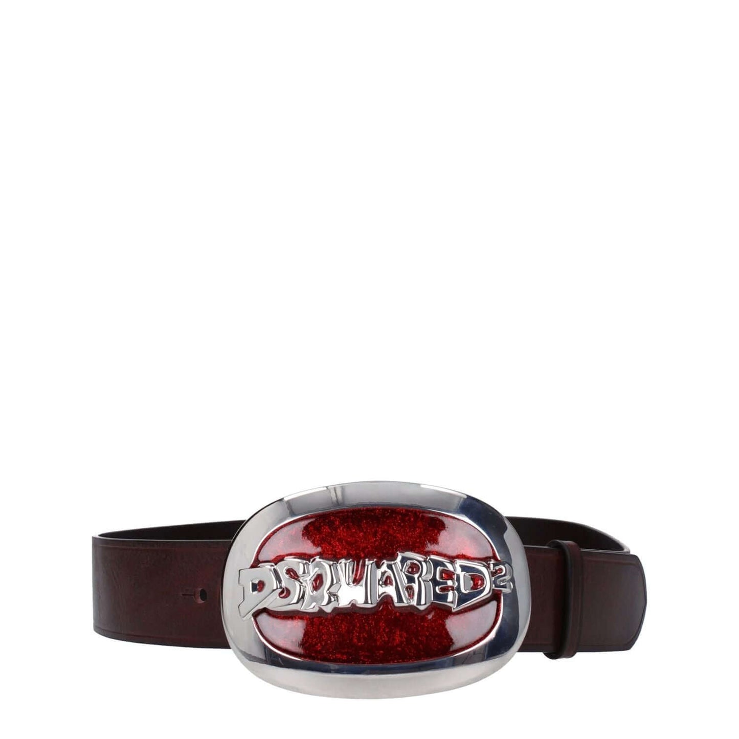 Dsquared² Brown Leather Regular Belt with vintage effect, silver logo buckle, 4.3 cm height, hook closure. MPN BEW039912906972M2095.