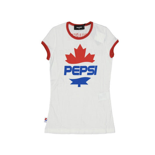 Dsquared² Cottn Logo T-Shirt with Pepsi front print, featuring round neck and ribbed trims, men's short sleeve, made in Italy.