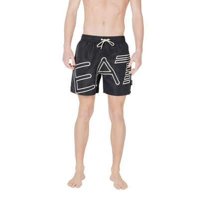 EA7 Emporio Armani Black Polyester Swim Shorts