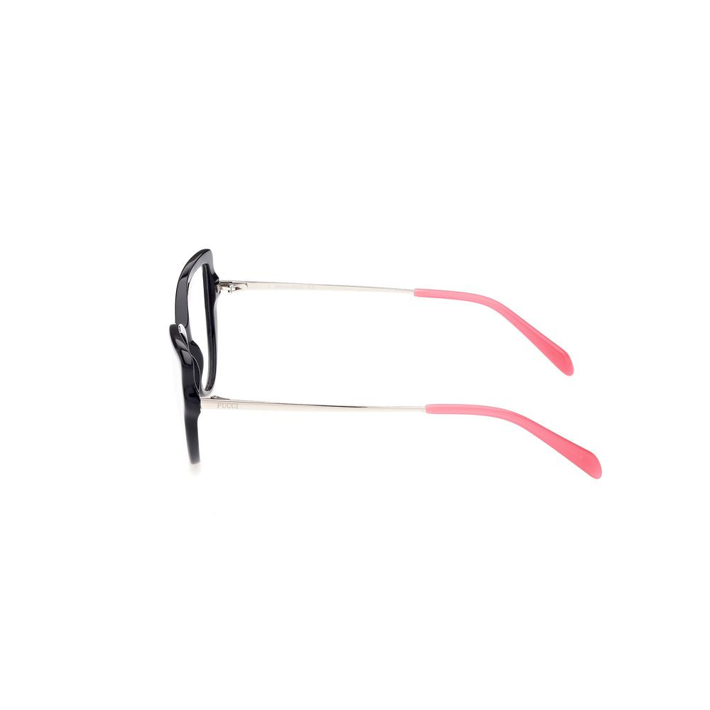 Side view of Emilio Pucci Black Acetate Frames with pink temple tips, model EP5192-54001, size 54/16/140mm.