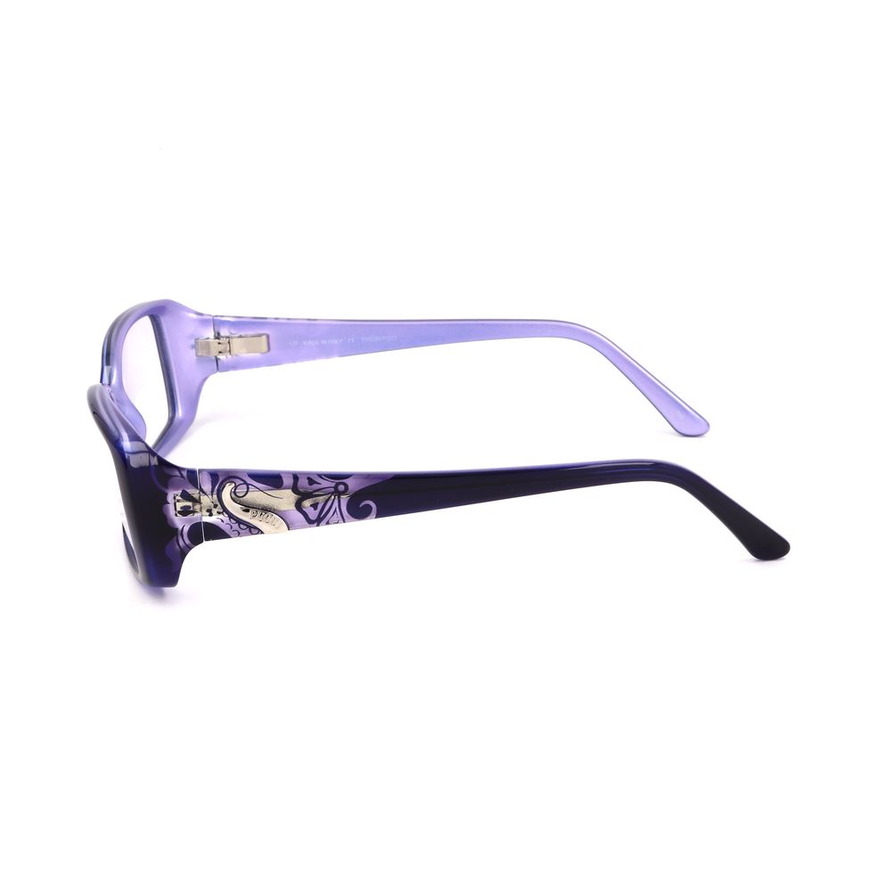 Side view of Emilio Pucci Purple Plastic Frames with decorative detailing on the temples, 53/15/130mm dimensions.