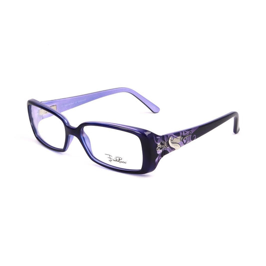 Emilio Pucci Purple Plastic Frames for women, elegant design with detailed temple pattern, lens/bridge/temple 53/15/130 mm.