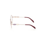 Side view of Emilio Pucci Red Metal Frames, showcasing the elegant design and vibrant color, with dimensions 54/17/140mm.