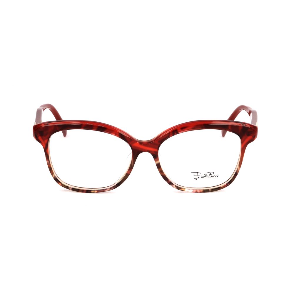 Emilio Pucci Red Plastic Frames, cherry red glasses, women's eyewear model EP2695611, lens size 51mm, bridge 15mm, temples 135mm.