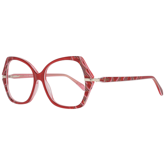 Emilio Pucci Red Women Optical Frames with full-rim plastic design, size 54-14-135, featuring spring hinge and branded case.