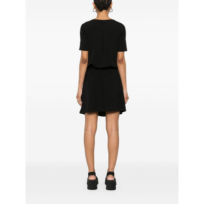 Emporio Armani Short dress with gathered waist and belt in flowing crepe