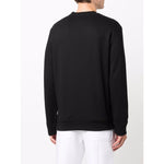 Back view of Emporio Armani Sweaters Black cotton-modal blend crewneck sweatshirt with long sleeves and straight hem.