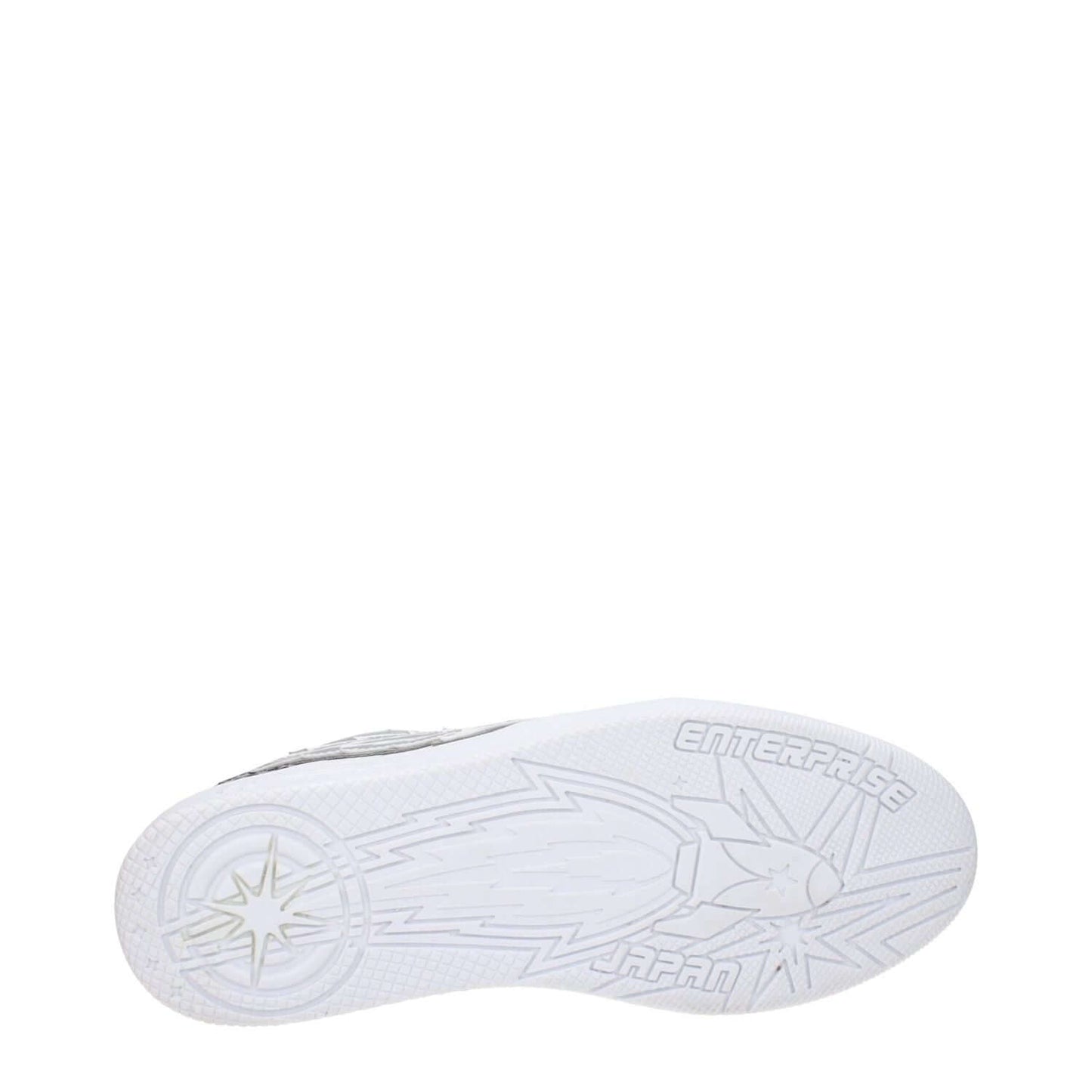 Sole of Enterprise Japan White Leather Athletic Sneakers showing logo design.