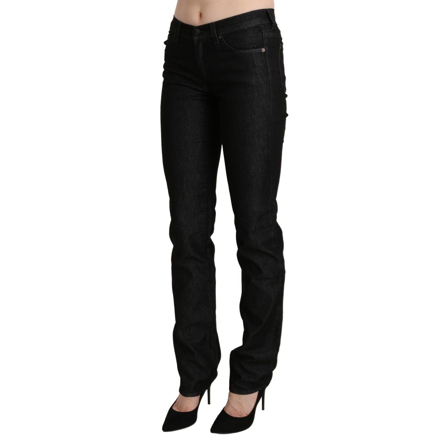 Ermanno Scervino Black Mid Waist Skinny Slim Denim Trouser