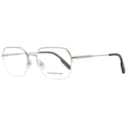 Ermenegildo Zegna Silver Men Glasses Frame, metal half-rim rectangular silver frame with demo lenses, size 55-18-145.