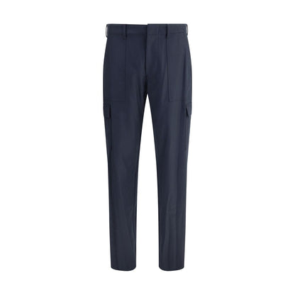 Etro Blue Wool Cargo Pants with side and patch pockets, zipper closure, and elegant design for AW25 season, regular fit.