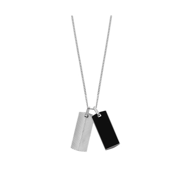 FOSSIL JEWELS JEWELRY Mod. JF04565040 featuring a stylish dual pendant necklace in silver and black.