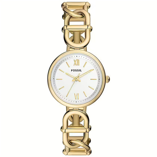 Alt Tag: FOSSIL Mod. ES5272 lady's wristwatch, 30mm gold SS IP case, quartz movement, water-resistant 5 ATM, official packaging