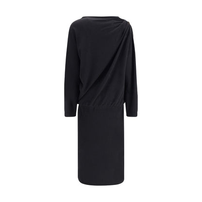 Fabiana Filippi Black Fleece Wool Casual Dress