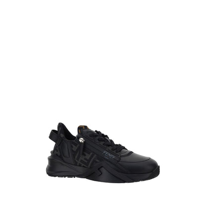 Fendi Black Calf Leather Bos Taurus Athletic Sneakers