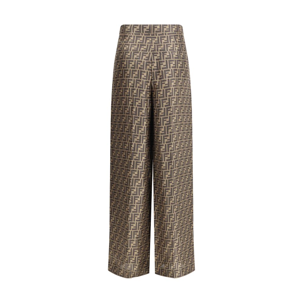 Fendi Brown Silk Casual Pants