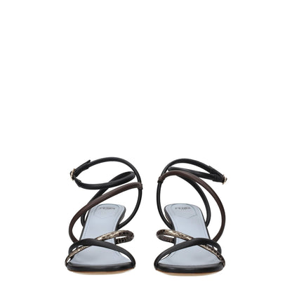 Fendi Multicolor Leather Flat Sandals