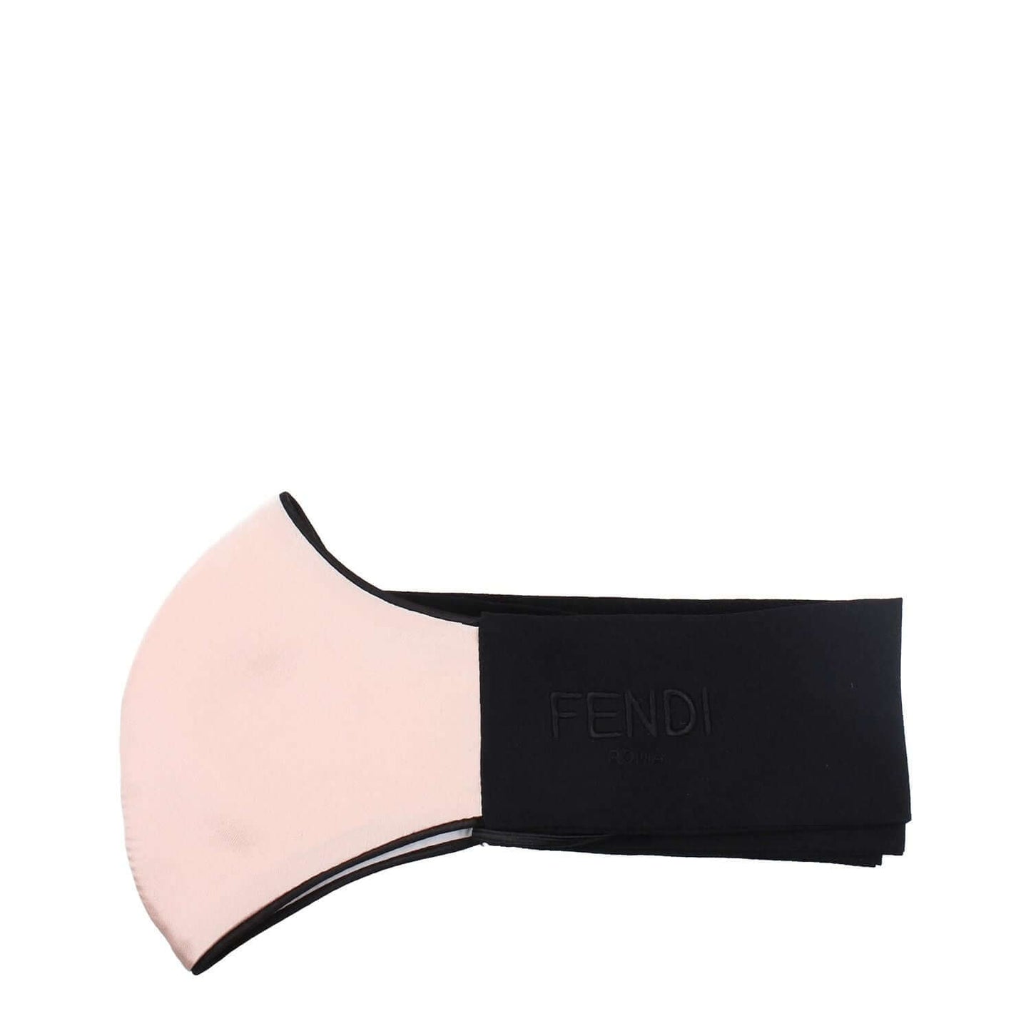 Fendi Pink Silk Facemask with logo design, self tie closures, made of 100% silk, featuring a black accent, MPN FXH019AF1NF0647.