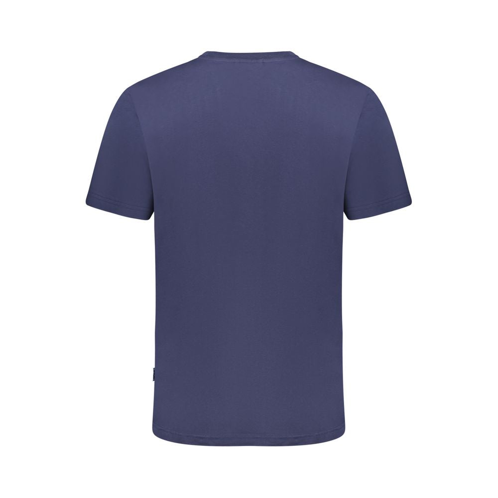 Fila Blue Cotton Men T-Shirt showcasing back view, ideal for casual wear, featuring short sleeves and a crew neck design.