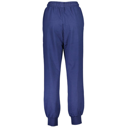 Fila Blue Cotton Pant with elastic waistband and ankle cuffs, featuring 2 pockets and a logo print, ideal sports trousers.