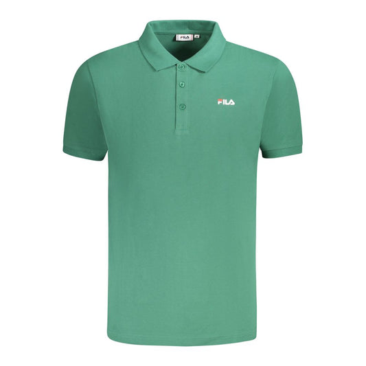Fila Green Cotton Men Polo Shirt with short sleeves and embroidered logo, crafted from 100% cotton for style and comfort.