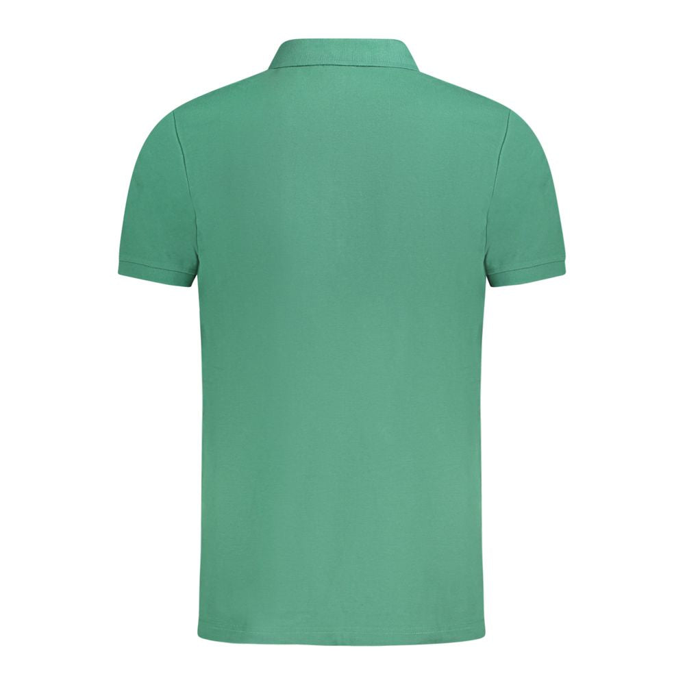 Fila Green Cotton Men Polo Shirt back view showcasing classic design and vibrant color.