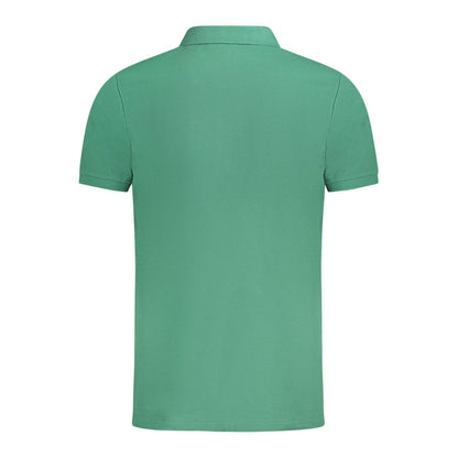 Fila Green Cotton Men Polo Shirt back view showcasing classic design and vibrant color.