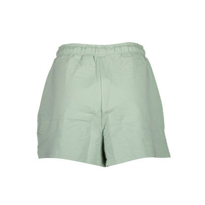 Fila Green Cotton Pant shorts with elastic waistband, laces, 2 pockets, and embroidered logo.
