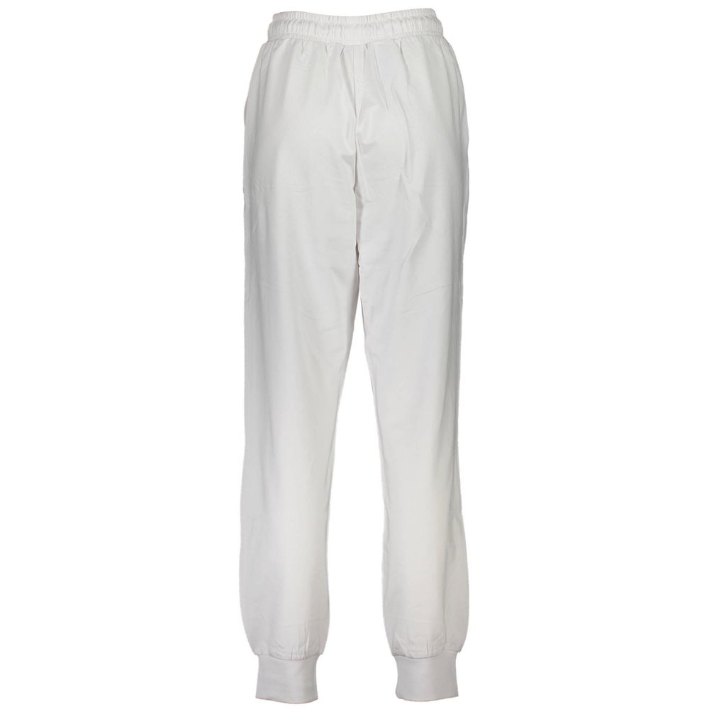 Fila White Cotton Pant with elastic waistband, ankle cuffs, logo, and 2 pockets, ideal for sports.