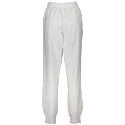 Fila White Cotton Pant with elastic waistband, ankle cuffs, logo, and 2 pockets, ideal for sports.