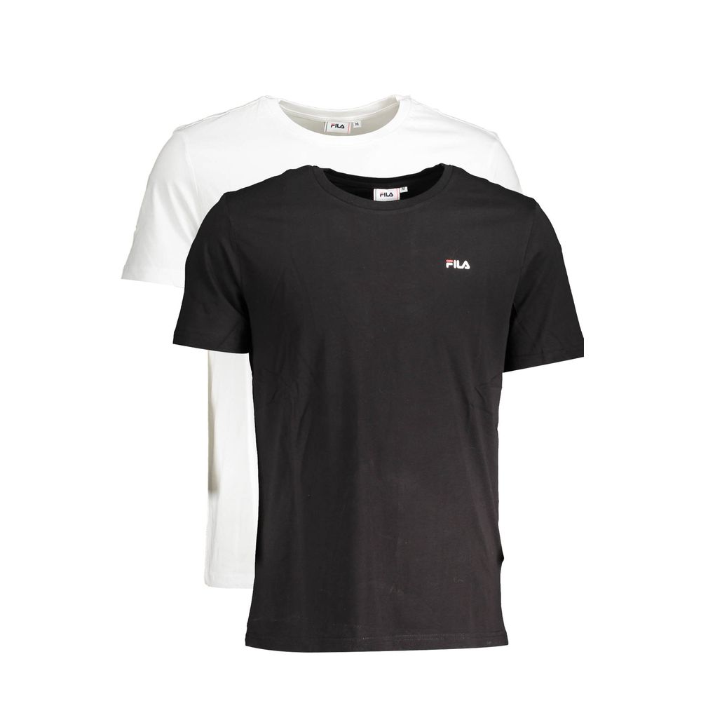 Fila White Cotton Women T-Shirt and Black Tee with Logo Print