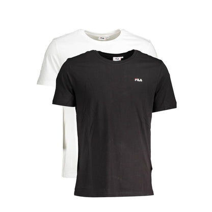 Fila White Cotton Women T-Shirt and Black Tee with Logo Print