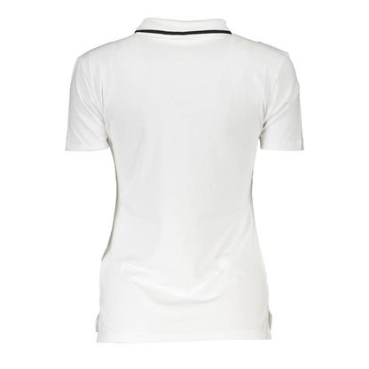 Fila White Cotton Womens Polo Shirt with iconic logo and sporty chic design, back view showcasing classic white color and contrast details.