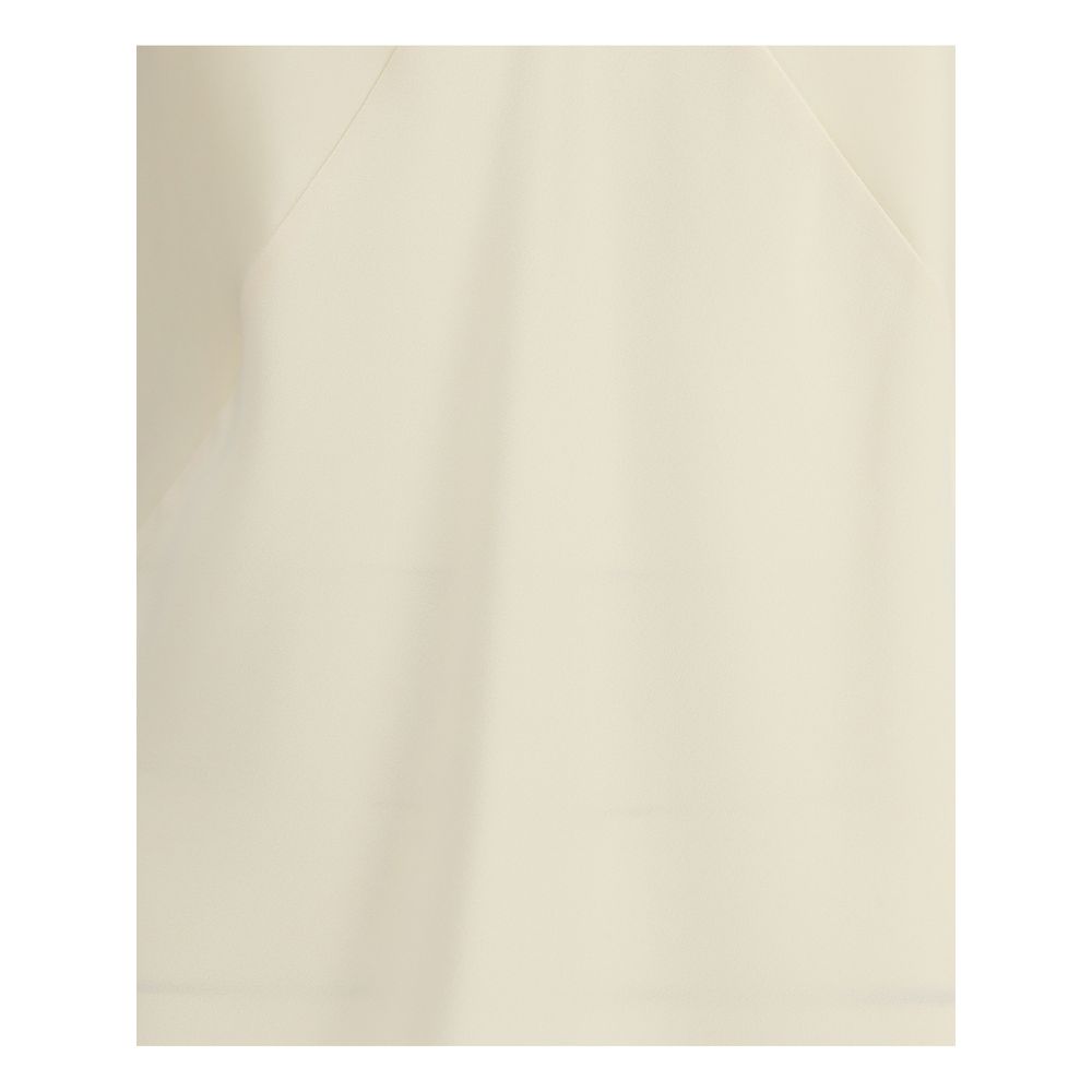 Forte_Forte Cream Acetate Top in satin with adjustable straps, V-neckline, for versatile casual and formal wear, 74% acetate, AW25.