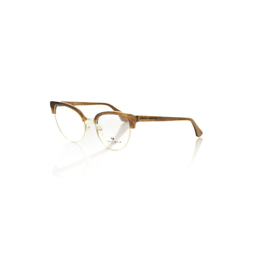 Frankie Morello Brown Metallic Fibre Women Frame with glitter accents on temples, Italian-made clubmaster eyeglasses, stylish and premium quality.