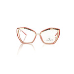 Frankie Morello Red Acetate Women's Frame with gold metal and coral interior, butterfly model eyeglasses.