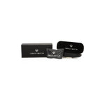 Frankie Morello eyeglass packaging with black case and logo