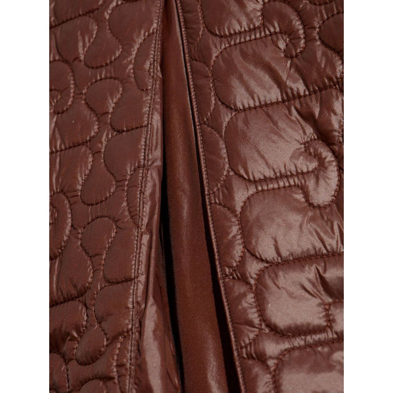 GANNI Jackets Brown quilted design with contrasting collar and snap button detail, highlighting the elegant nylon texture.