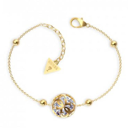 Elegant gold bracelet from GUESS JEWELS JEWELRY Mod. JUBB01394JWYGS featuring a decorative charm and brand tag.