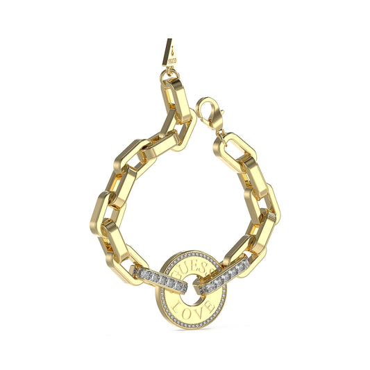 Guess Jewels Jewelry Mod. JUBB04076JWYGS gold chain bracelet with circular charm