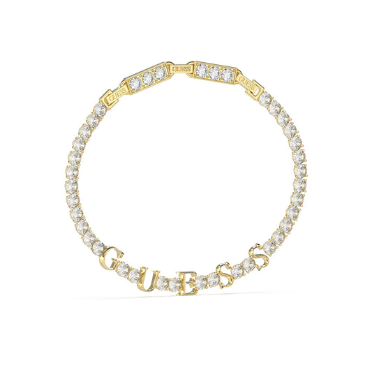 GUESS JEWELS JEWELRY Mod. JUBB04218JWYGT-U gold bracelet with crystals and GUESS lettering