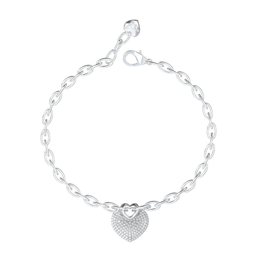 GUESS JEWELS JEWELRY Mod. JUBB05214JWRHS silver heart charm bracelet