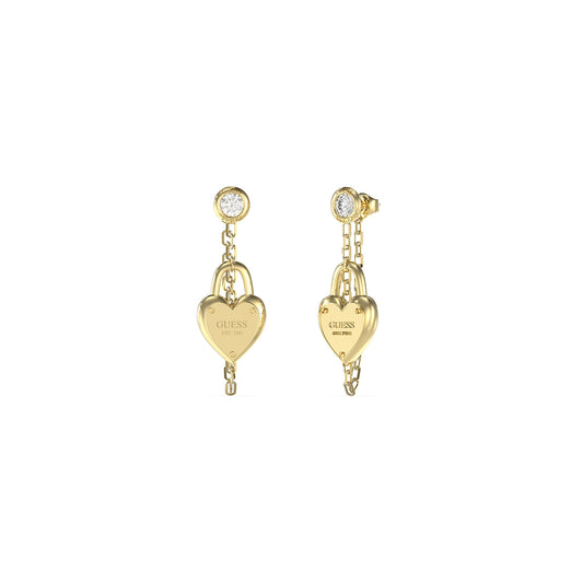 GUESS JEWELS JEWELRY Mod. JUBE04212JWYGT-U heart-shaped gold earrings with crystal details