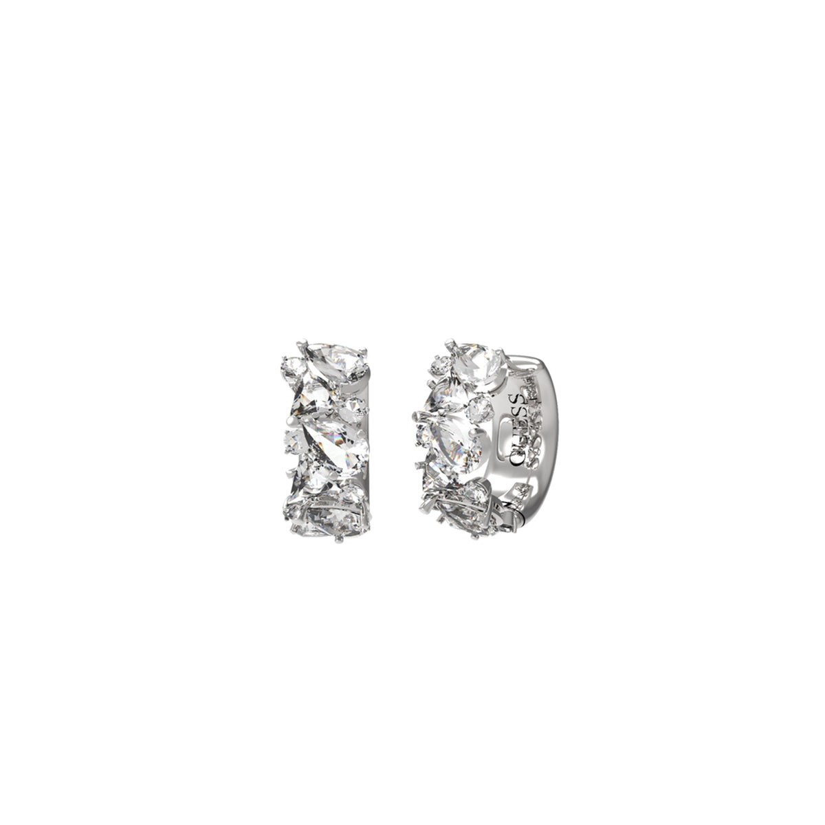 GUESS JEWELS JEWELRY Mod. JUBE04411JWRHT-U silver earrings with crystal accents