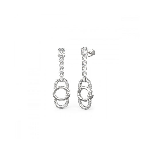 GUESS JEWELS JEWELRY Mod. JUBE04507JWRHT-U elegant drop earrings in silver with sparkling accents