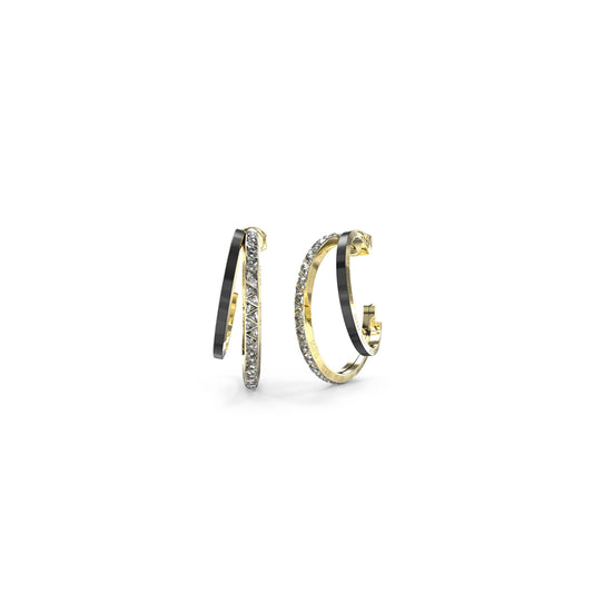 GUESS JEWELS JEWELRY Mod. JUBE04569JWYGBKT-U gold and black hoop earrings