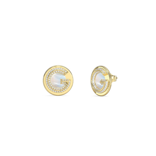 Alt Tag: GUESS JEWELS JEWELRY Mod. JUBE05440JWYGT-U gold earrings with crystal accents