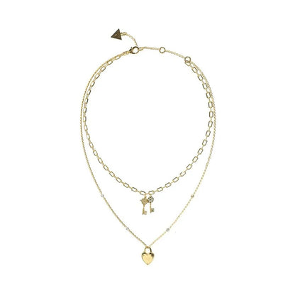GUESS JEWELS JEWELRY Mod. JUBN04216JWYGT-U gold necklace with heart and key charms.