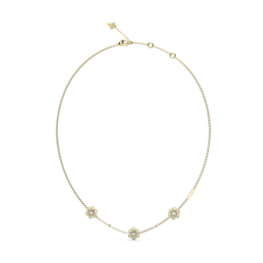 GUESS JEWELS JEWELRY Mod. JUBN04552JWYGT-U elegant gold necklace with three sparkling gems.