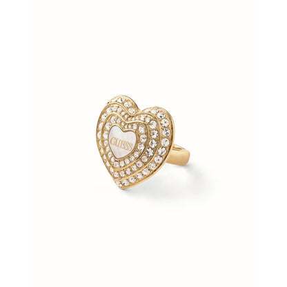 GUESS JEWELS JEWELRY Mod. JUBR04016JWYGWH54 gold heart-shaped ring with crystals